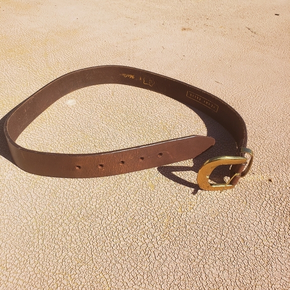 Perry Ellis Geniune Leather belt gold buckle sz 34.5" Tan Carmel - Picture 9 of 12